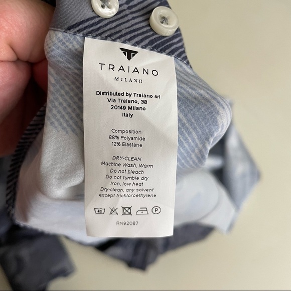 Saks Traiano Milano Men’s Performance Palm Print Button Shirt Size Medium - Picture 9 of 11